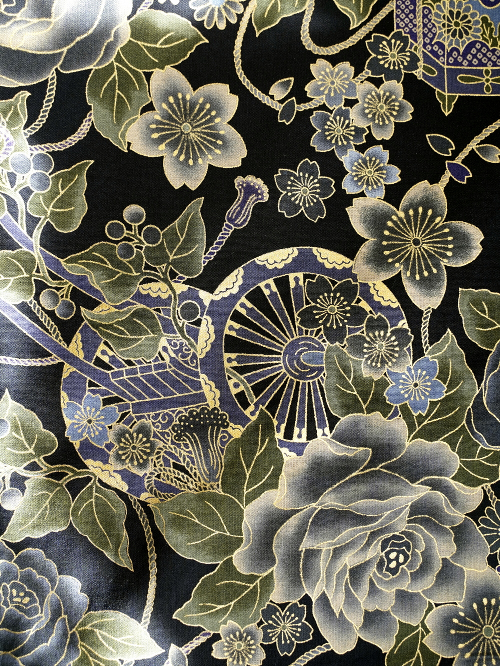 AZMA Japanese FLOWERS olive BIG - obrazek 2