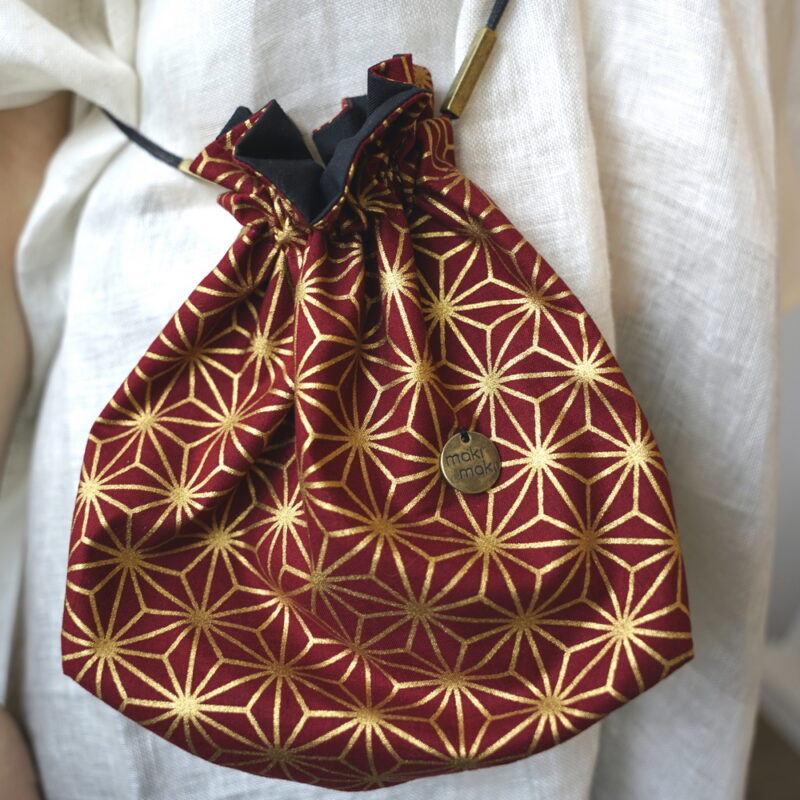 Kinchak POCHETTE Japanese asanoha red gold