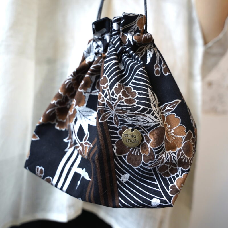 Kinchak POCHETTE Japanese sakura & stripe brown