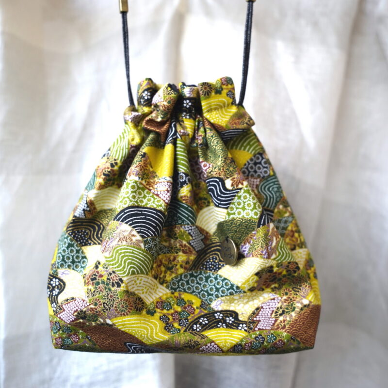 Kinchak POCHETTE Japanese seigaiha green