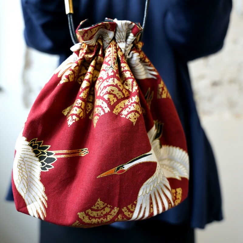 Kinchak POCHETTE Japanese red cranes