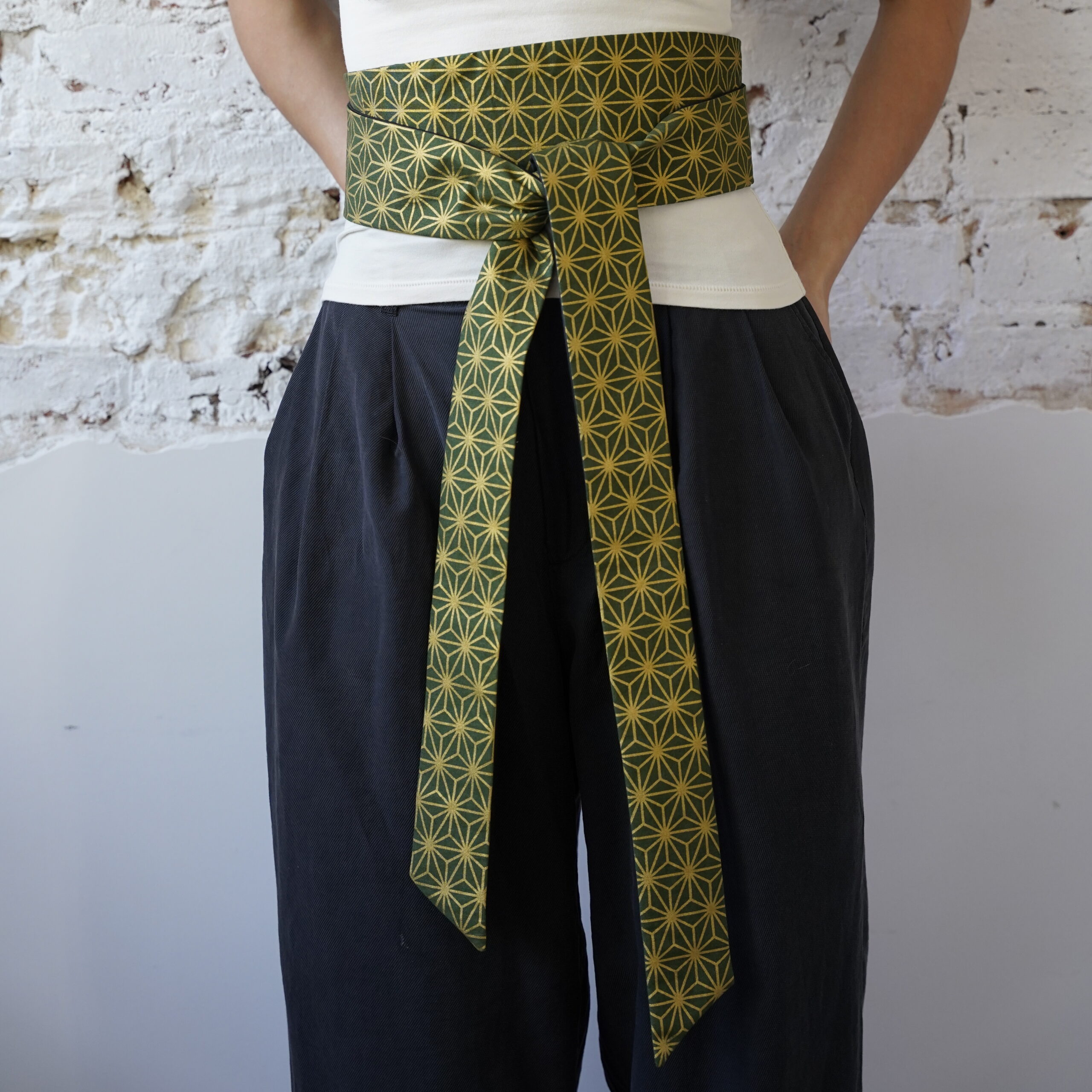 OBI BELT Japanese cotton asanoha green - obrazek 2