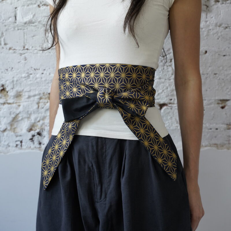 OBI BELT Japanese cotton asanoha navy