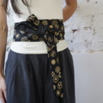 OBI BELT Japanese cotton kamon black