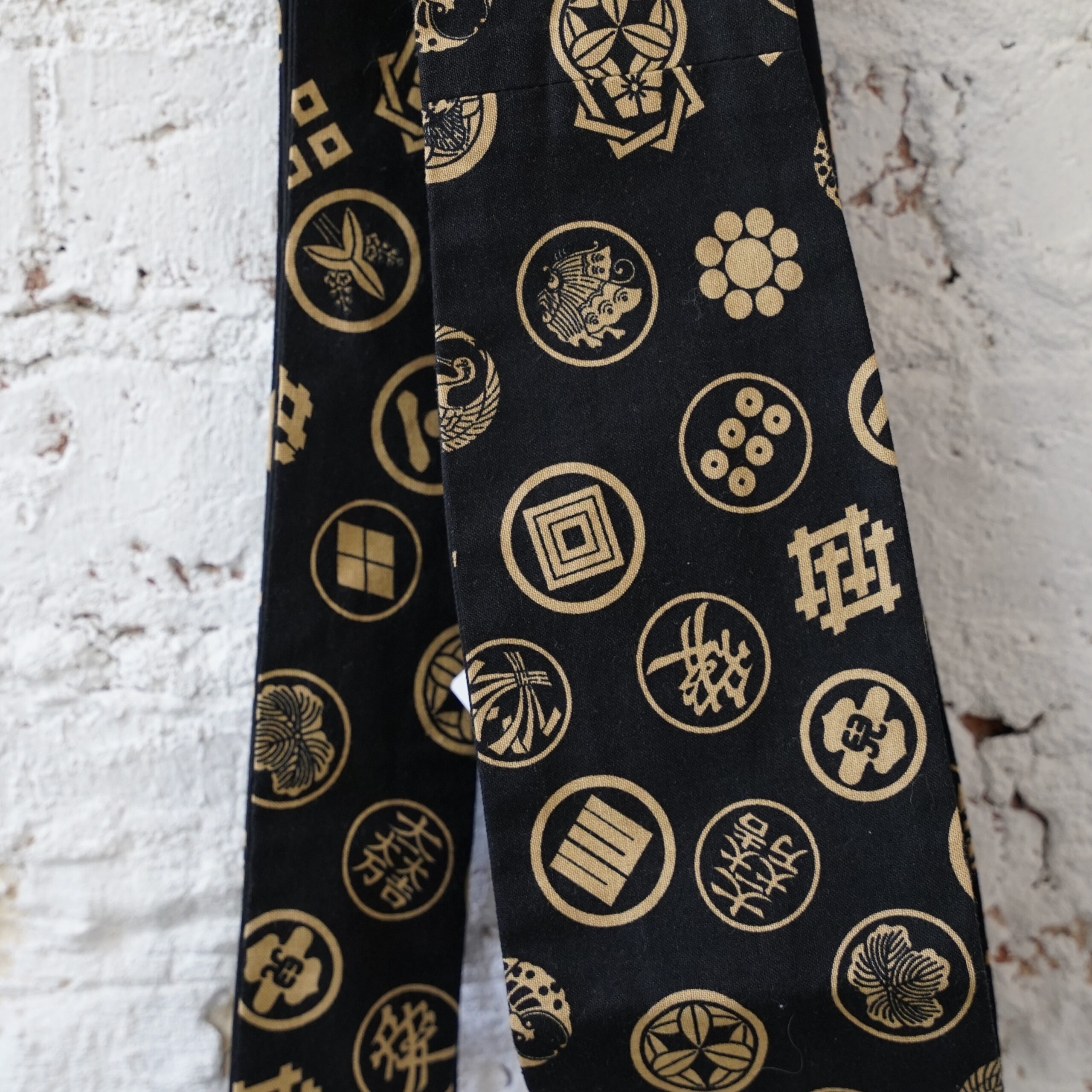 OBI BELT Japanese cotton kamon black - obrazek 2