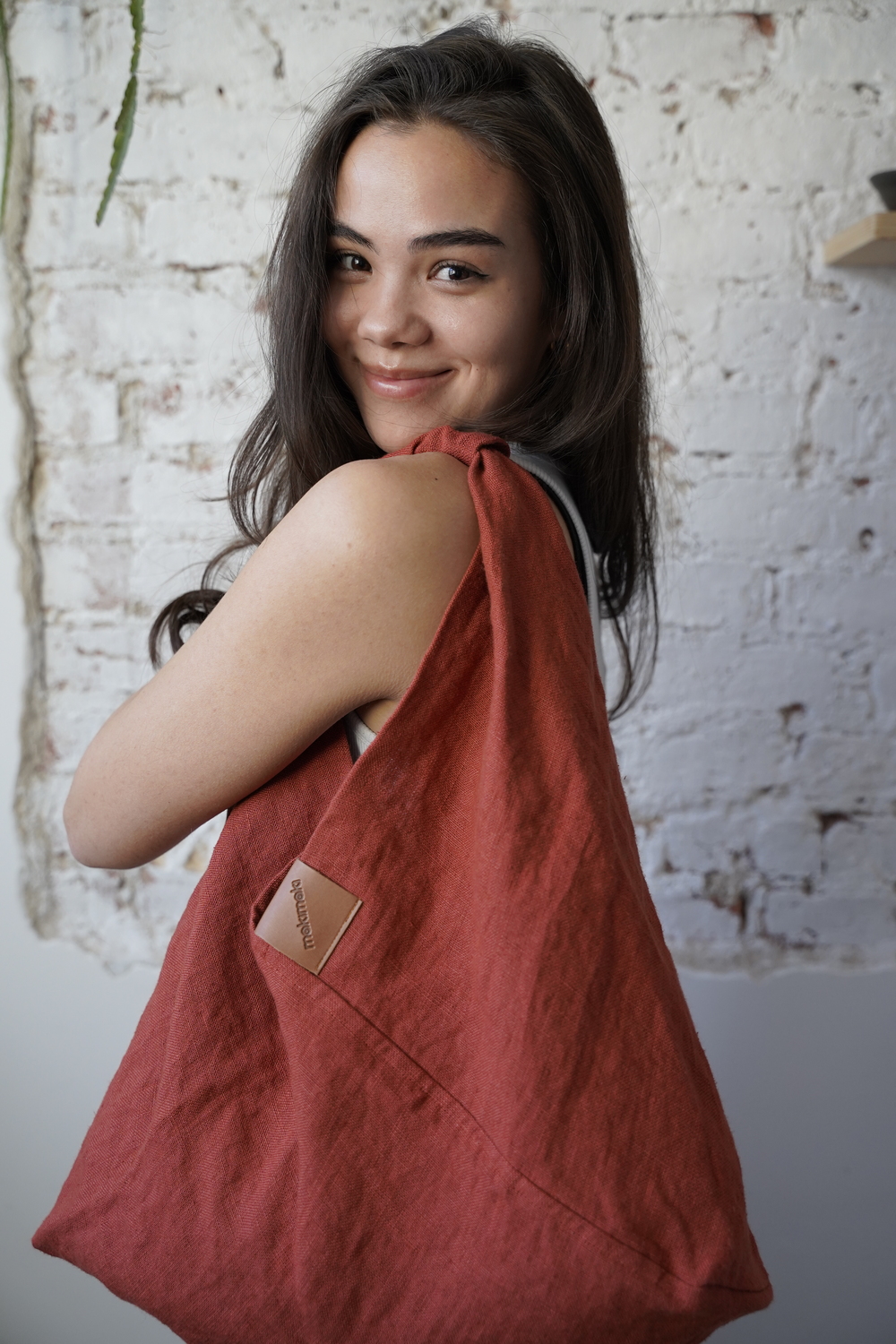 AZMA linen plain BRICK small short - obrazek 2
