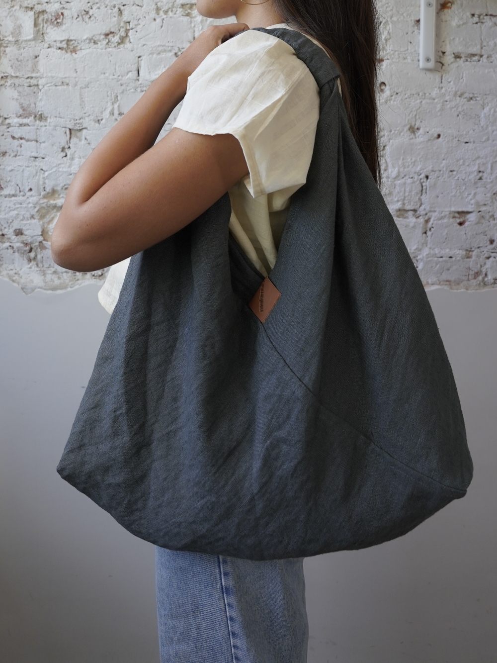 AZMA linen plain GRAPHITE big short - obrazek 2