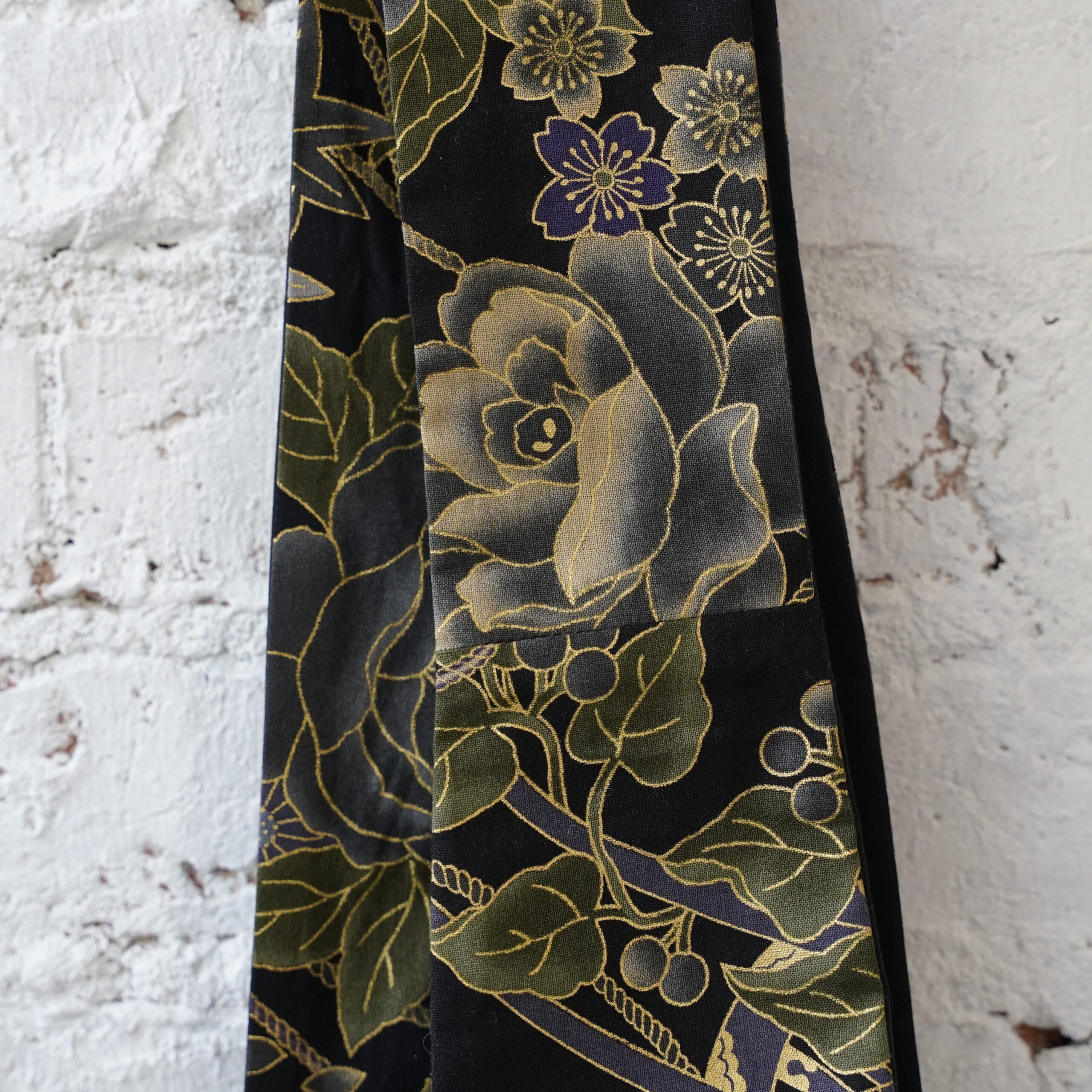 OBI BELT Japanese cotton olive flowers - obrazek 2
