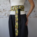 OBI BELT Japanese cotton seigaiha green