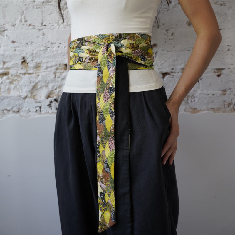 OBI BELT Japanese cotton seigaiha green