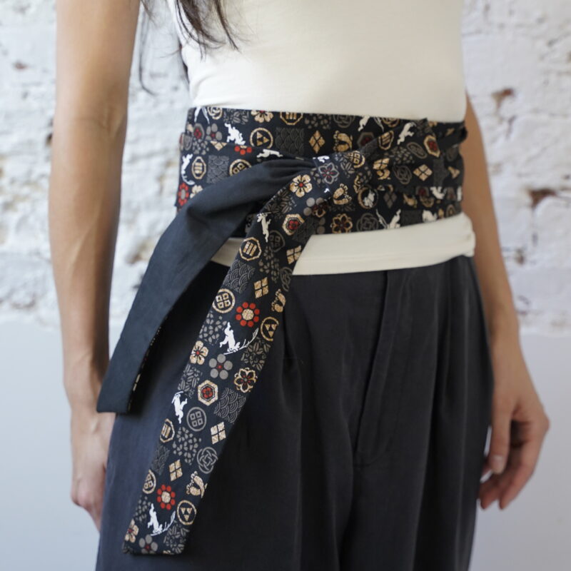 OBI BELT Japanese cotton usagi kamon
