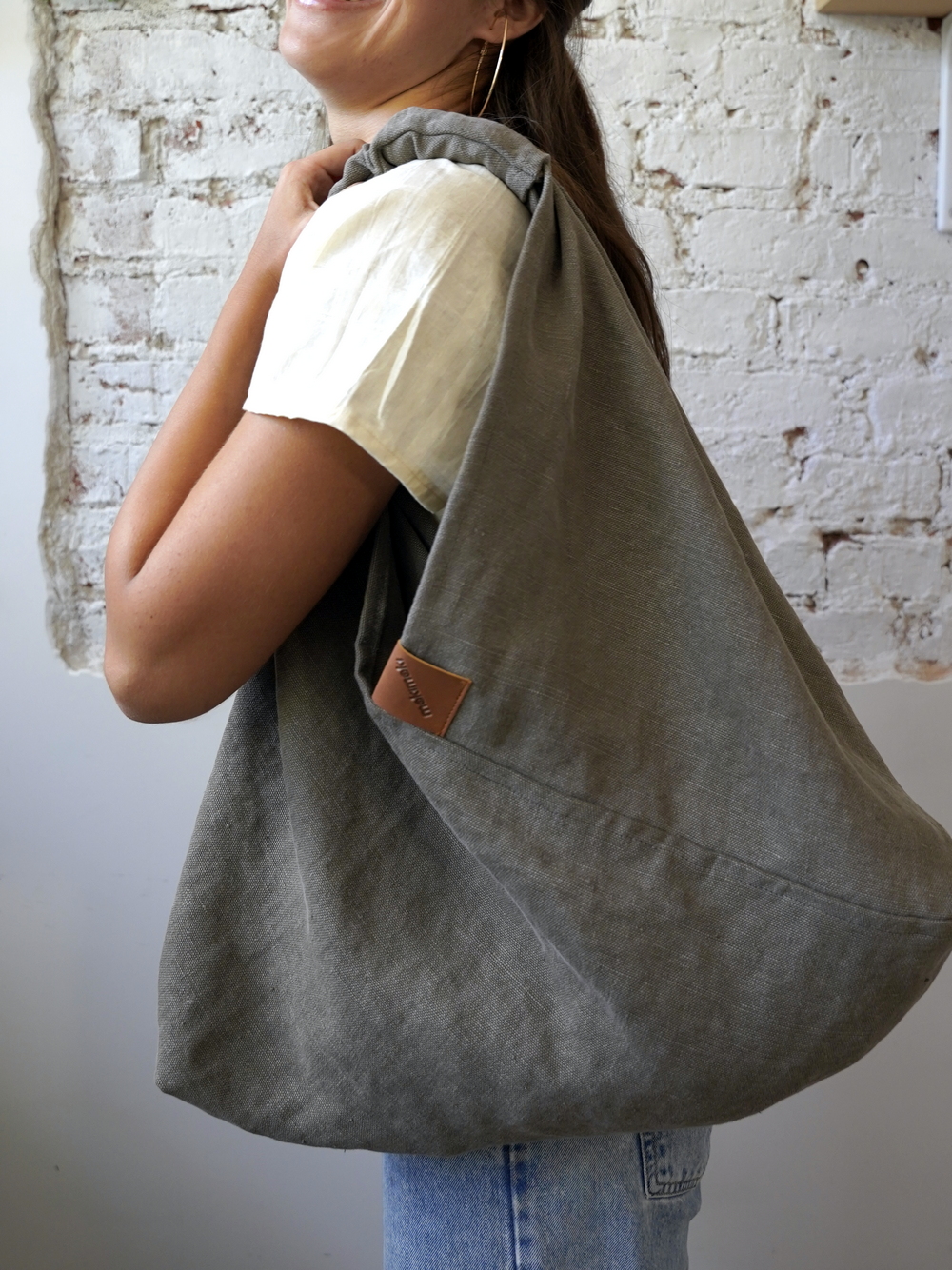 AZMA linen plain BROWN big short - obrazek 2