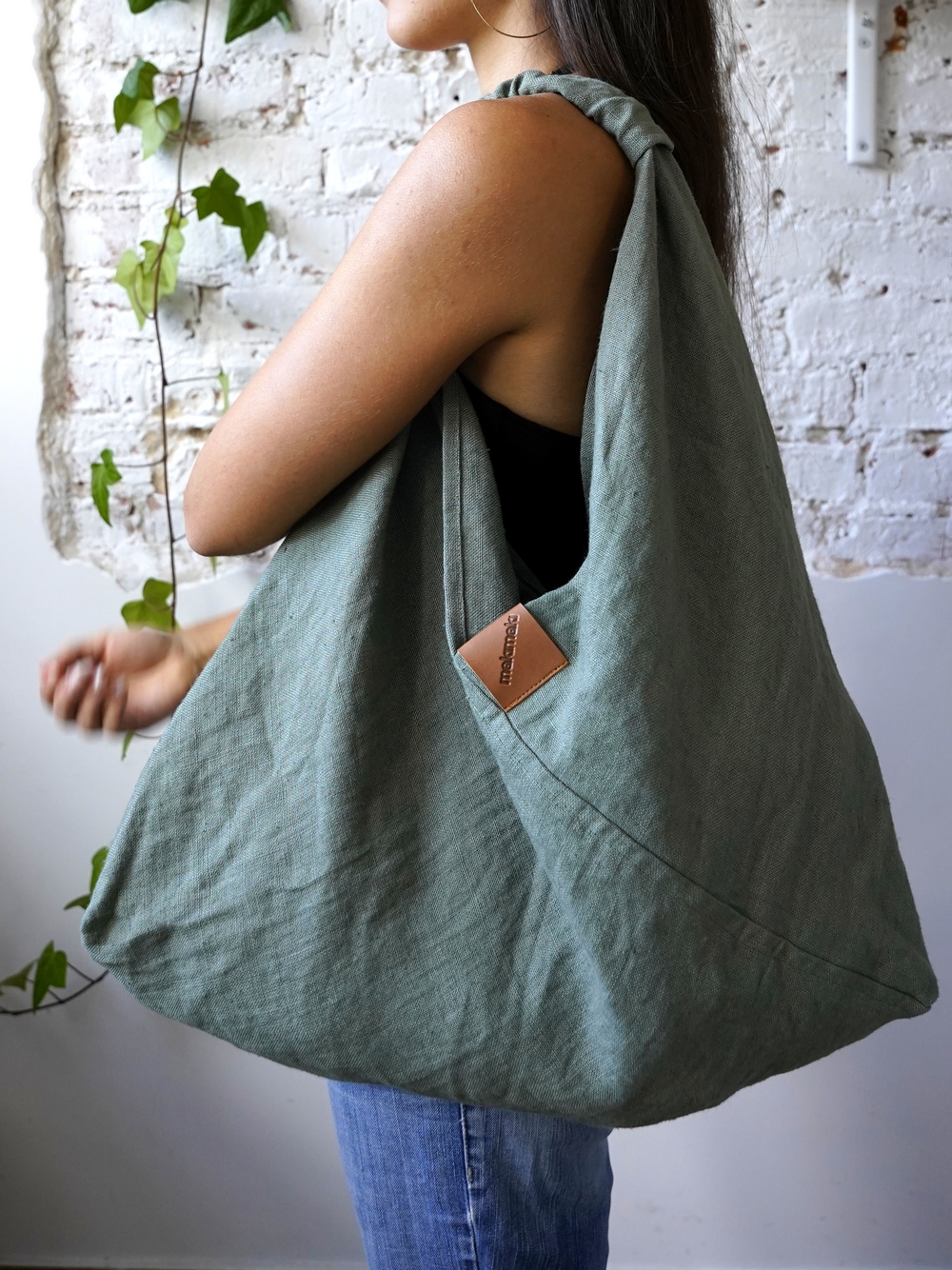 AZMA linen plain MOSS GREEN big short - obrazek 2