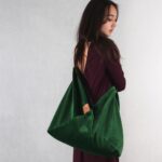 AZMA velvet FOREST GREEN big + leather strap
